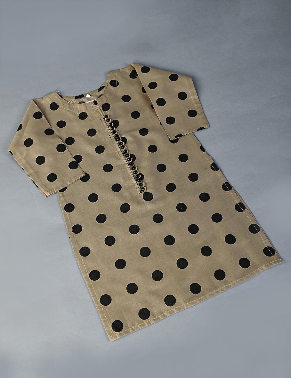 KOS-07-Khaki - Kids Stitched Kurti