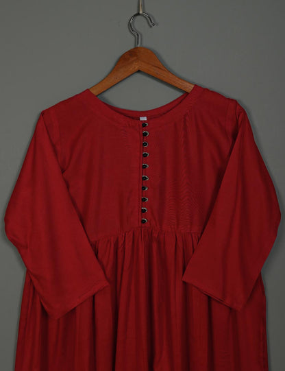 TS-164C-Red - Linen Frock