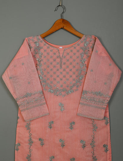 TS-159-Pink - Paper Cotton Embroidered Kurti