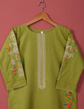 Majestic-Cage-(TS-021J-Olive Green) - Cotton Embroidered Stitched Kurti
