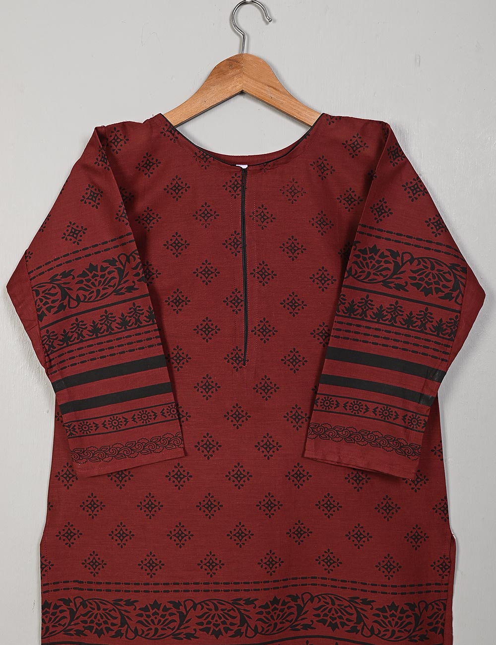 TS-163-Maroon - Cotton Printed Kurti