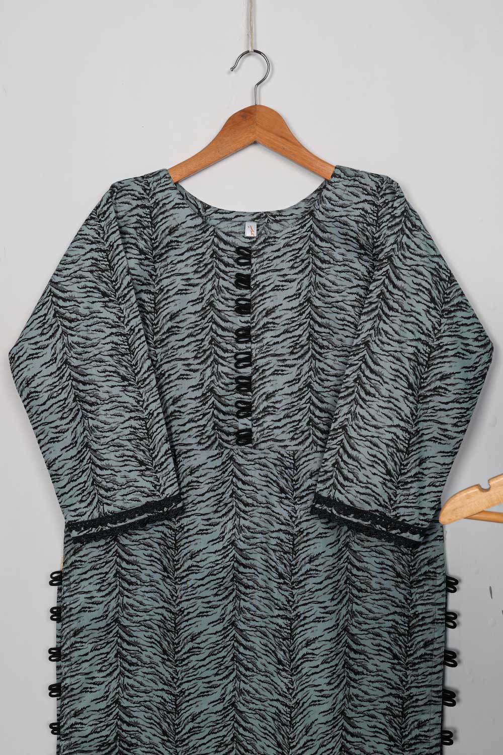 STP-069A-Grey - 2PC COTTON PRINTED STITCHED
