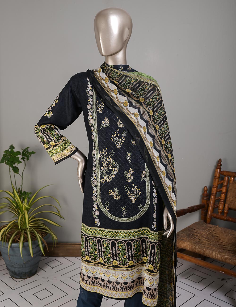 TMY-3A | Un-Stitched Embroidered Lawn Dress