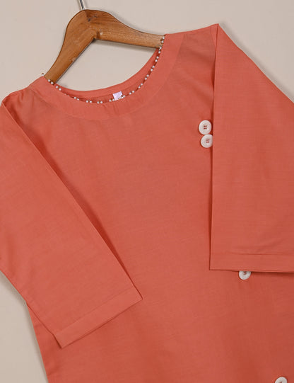 TS-129-Peach - Cotton Stitched Kurti