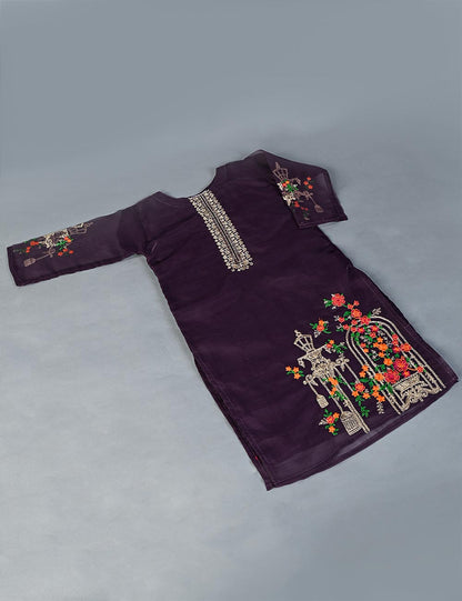 KOS-08-Purple - Kids Stitched Kurti