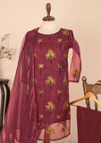 RTW-33A-MAROON -  3Pc Stitched Organza Dress