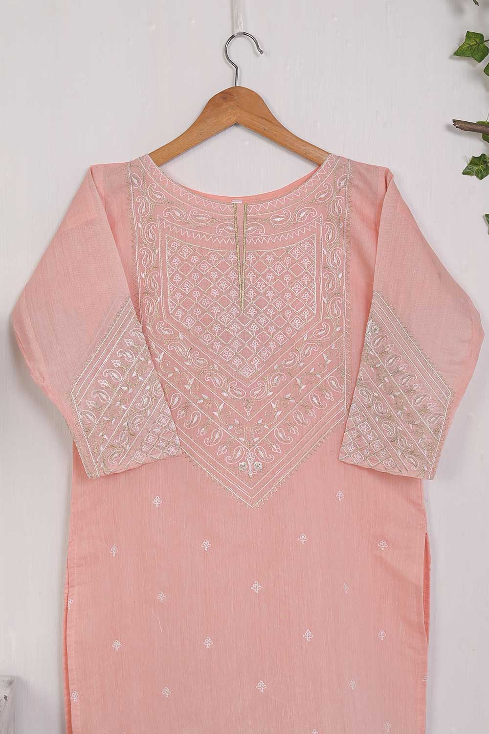 TS-154B-Pink - Exotic Patterns - Paper Cotton Embroidered Kurti