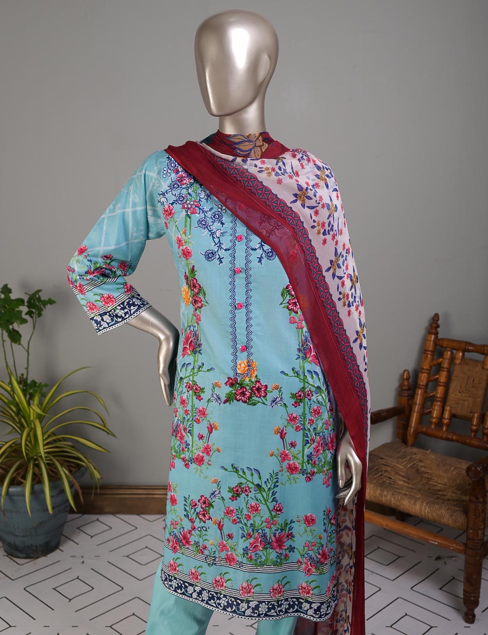 TMY-4A | Un-Stitched Embroidered Lawn Dress