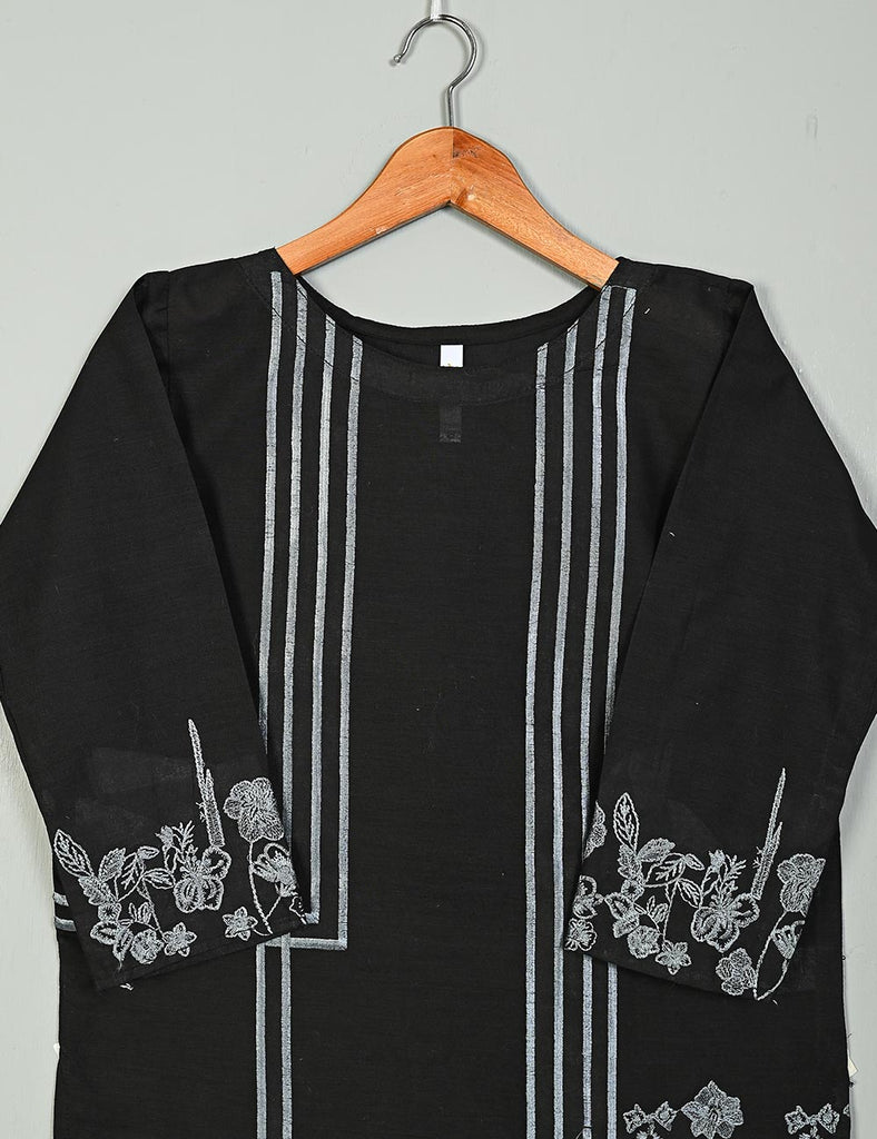 TS-036H-Black - Cotton Embroidered Kurti
