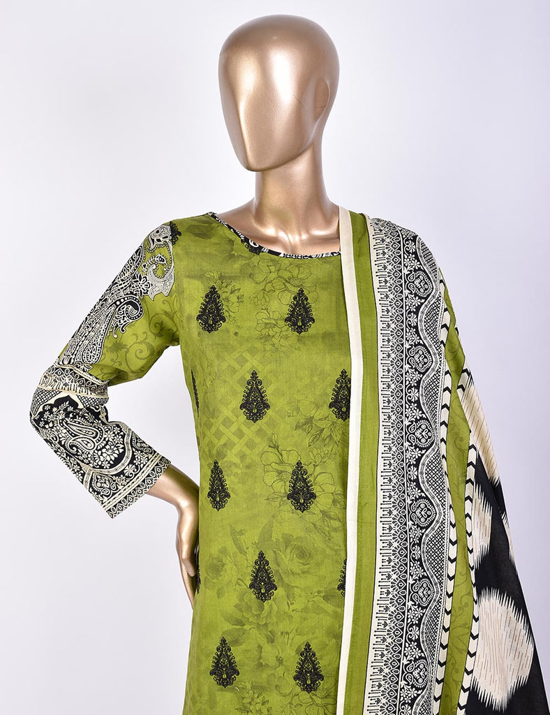 3 Pc Un-stitched Embroidered Lawn - Chaotic Depth (ATL-5A-Green)