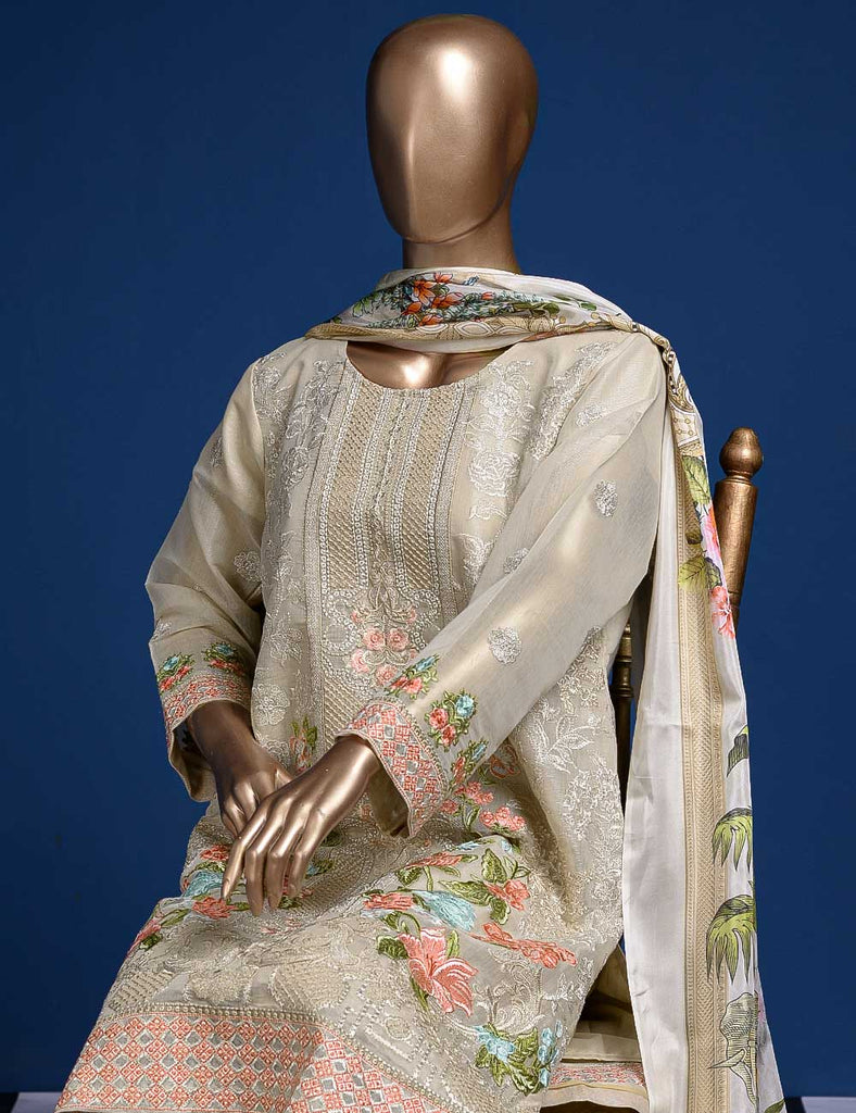 3 Pc Khaddi Lawn Unstitched Embroidered Dress (TP-12)