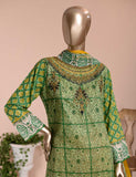 3 Pc Unstitched Lawn Embroidered Dress with Chiffon Dupatta - Green Field  - (FE-07)