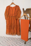 STP-030A-Orange - 2Pc Chiffon Frock With Malai Trouser