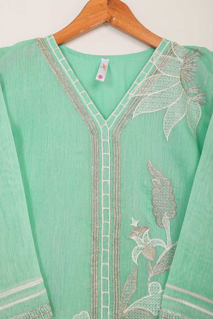 STP-044A-SeaGreen - 2PC PAPER COTTON EMBROIDERED STITCHED