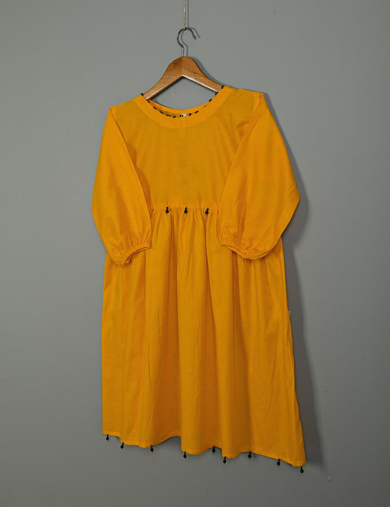 TS-125D-Yellow - Cotton Stitched Frock