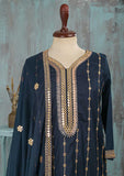 SEC-2E-NavyBlue - 3Pc Stitched Cotton Embroidered Dress