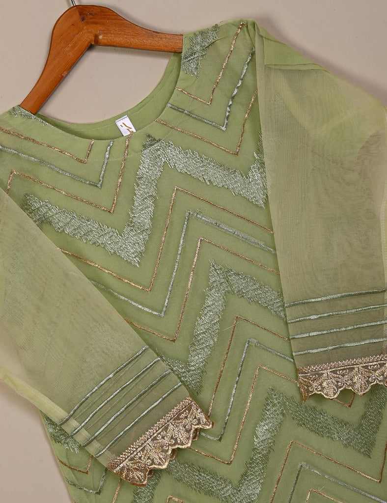TS-039C-Green - Samolina - Organza Embroidered Kurti