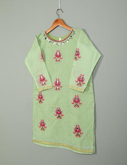 TS-186A-Pista - Paper Cotton Embroidered Kurti