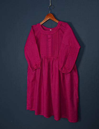 TS-157A-Fuchsia - Scarlet Love - Cotton Stitched Frock