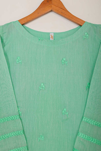 STP-045A-SeaGreen - 2PC PAPER COTTON EMBROIDERED STITCHED