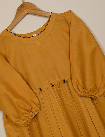 TS-125-Mustard - Cotton Stitched Frock