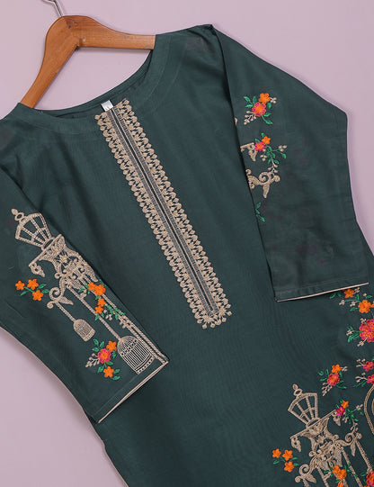 TS-021K-Greyish Blue-Majestic Cage - Cotton Embroidered Stitched Kurti