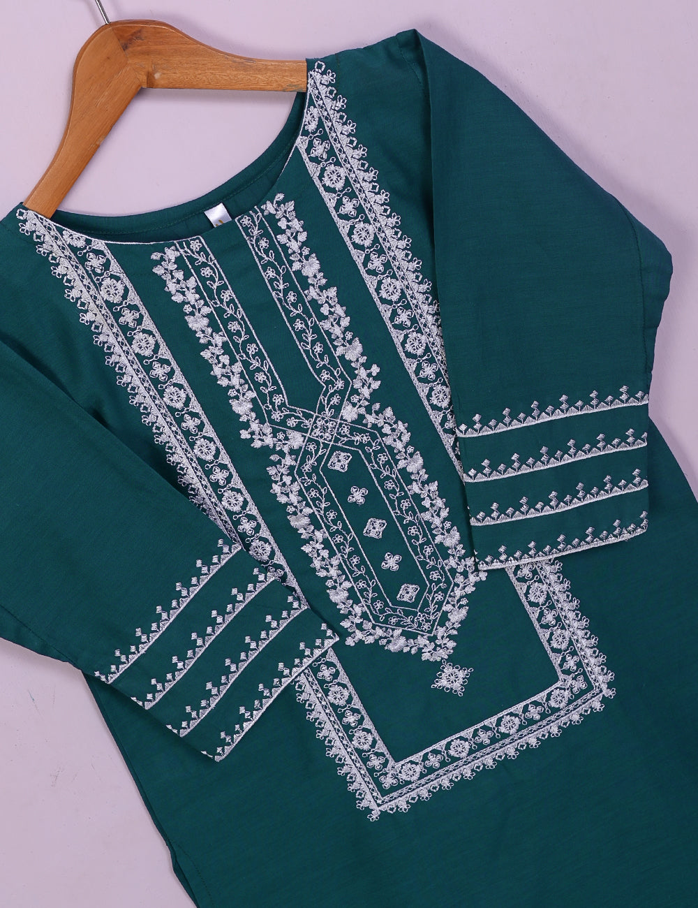 TS-089C-Turquoise - Cotton Embroidered Stitched Kurti