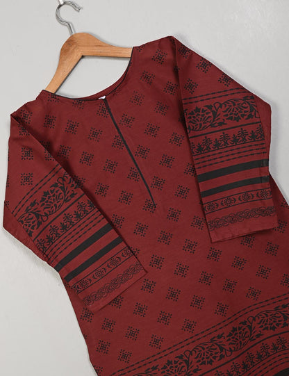 TS-163-Maroon - Cotton Printed Kurti