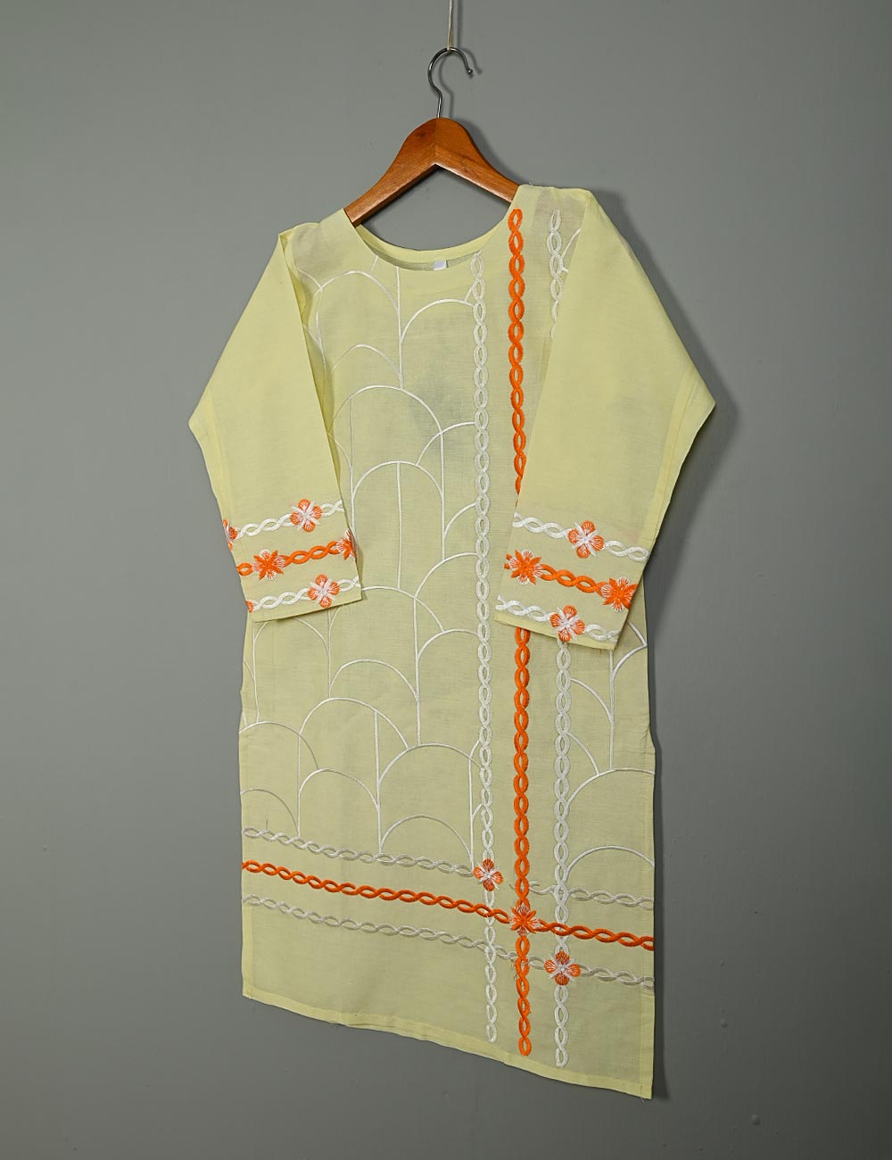 Cotton Embroidered Stitched Kurti - Semisonic (T20-030B-Yellow)