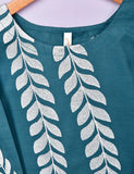 Cotton Embroidered Stitched Kurti - Renewed Carnation (TS-007C-Turquoise)