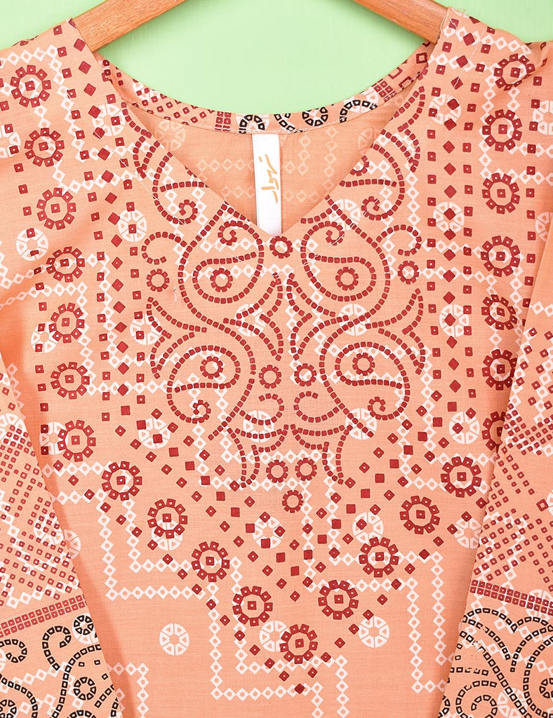 Cotton Printed Stitched Kurti - Electric Fuse (TS-080A-Peach)