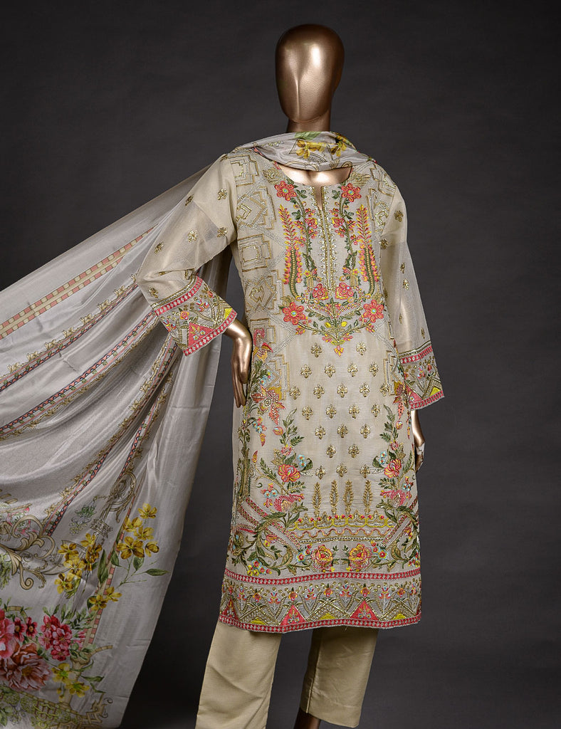 3 Pc Khaddi Lawn Unstitched Embroidered Dress (TP-22)