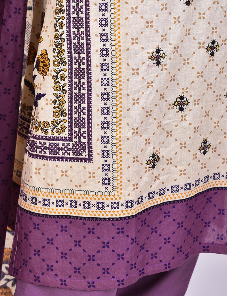 3 Pc Un-stitched Embroidered Lawn - Eternal Ethnic (ATL-4A-Skin Purple)