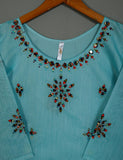 TS-165A-SkyBlue - Paper Cotton Embroidered Kurti