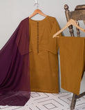3SP-1A-Brown - 3PC COTTON Dress WITH Chiffon Dupatta