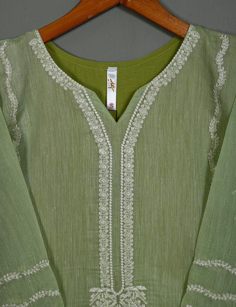 TS-167-Pista - Paper Cotton Embroidered Kurti