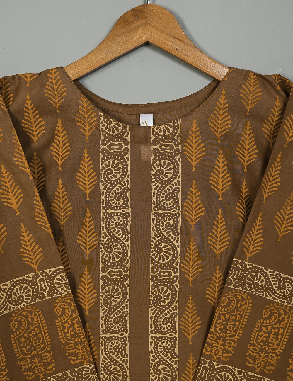 TS-140A-Brown - Cotton Block Printed Stitched