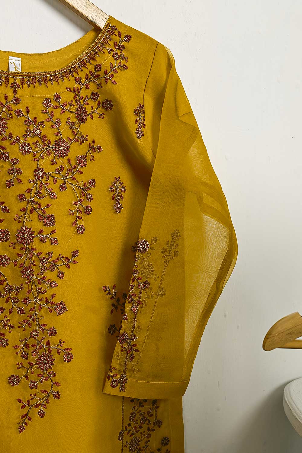 STP-113A-Mustard - 2Pc Organza With Malai Trouser