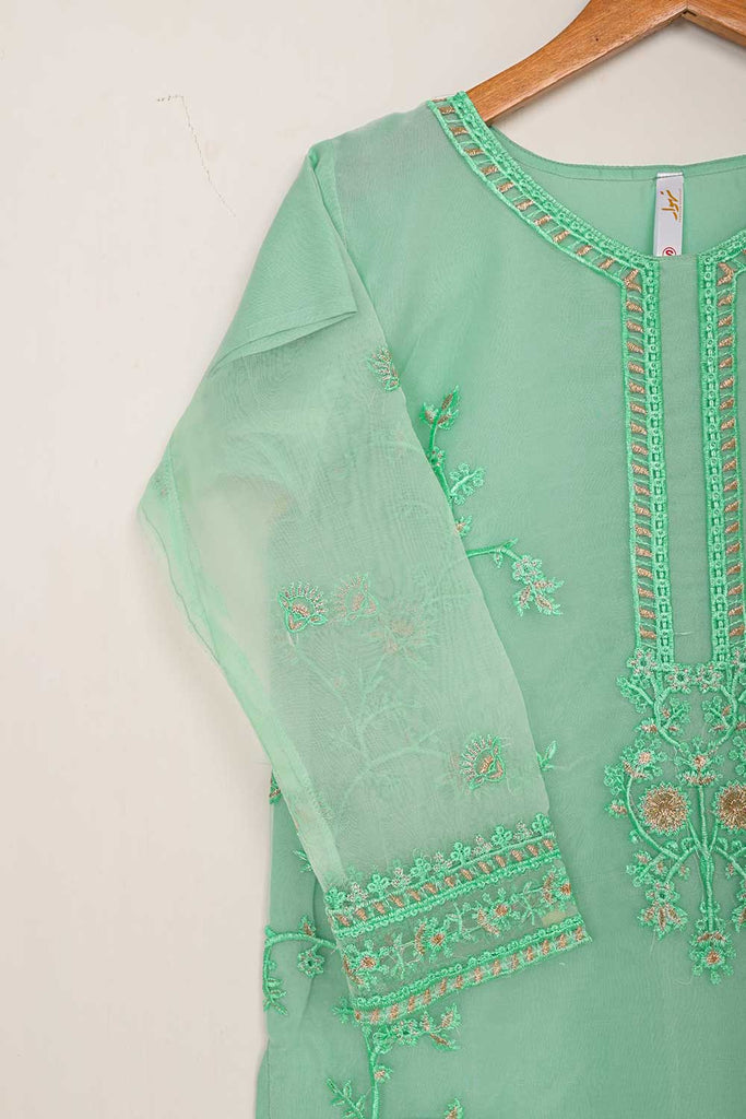 STP-043A-SeaGreen - 2Pc Organza Embroidered With Malai Trouser