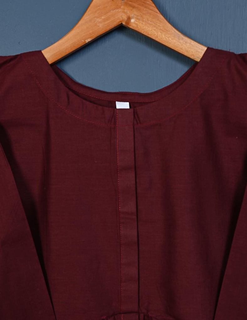 TS-145-Maroon - Cotton Stitched Frock
