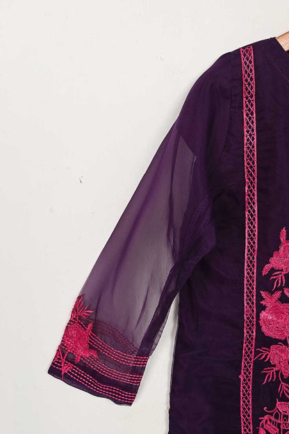 STP-071C-Purple - 2Pc Organza Embroidered With Malai Trouser