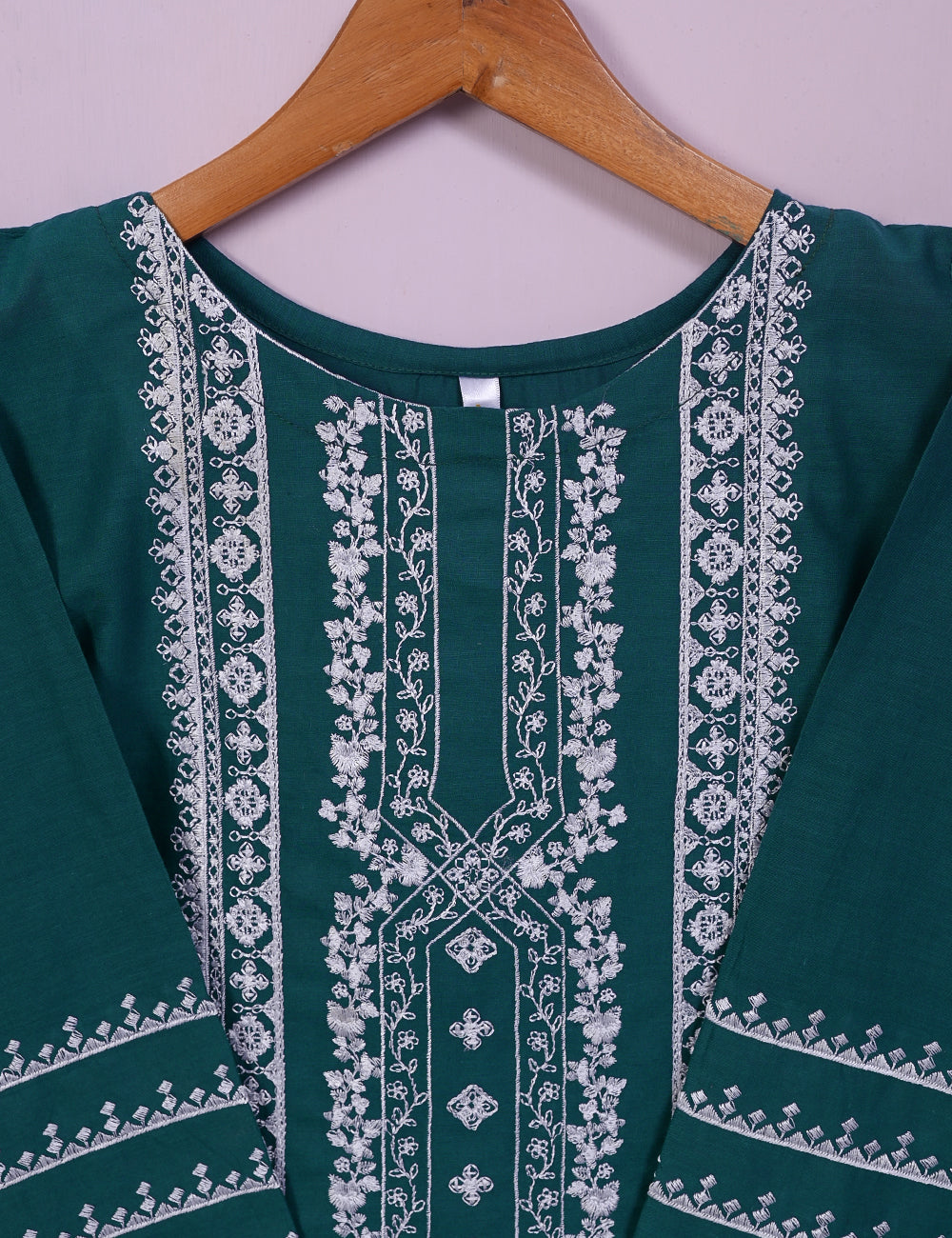 TS-089C-Turquoise - Cotton Embroidered Stitched Kurti