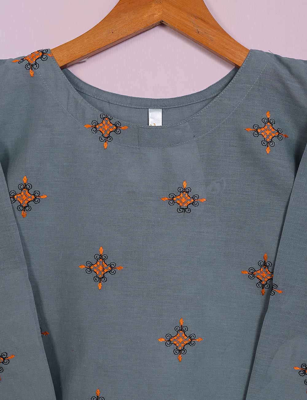 TS-110B-Grey - Cotton Embroidered Stitched Kurti