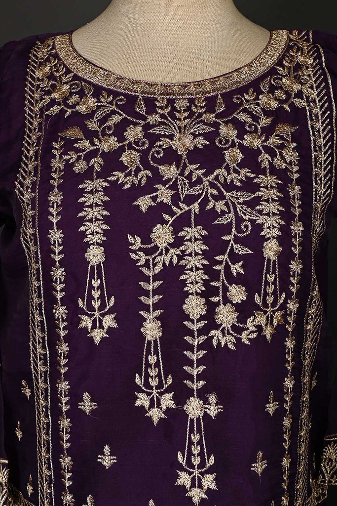 RTW-44-Purple -  3Pc Stitched Embroidered Organza Dress