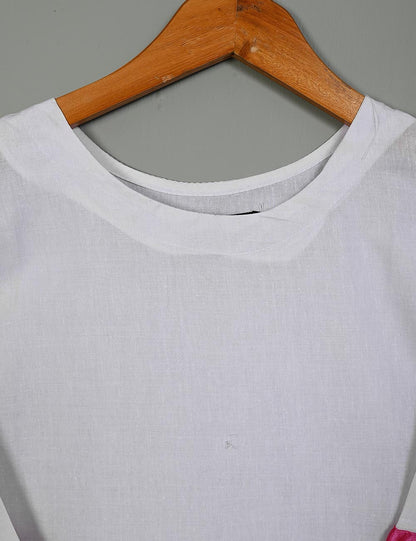 Cotton Ribbon Work Stitched Kurti - Sundry Vibes (TS-032A-White)