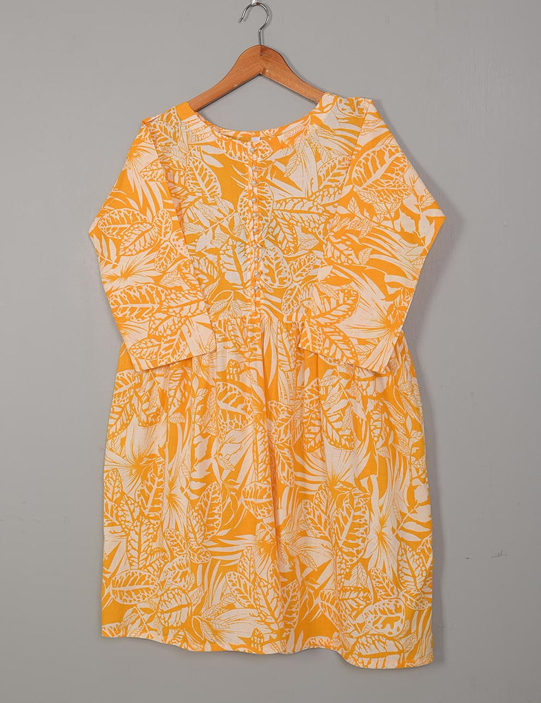TS-217A-Yellow - Cotton Printed Frock