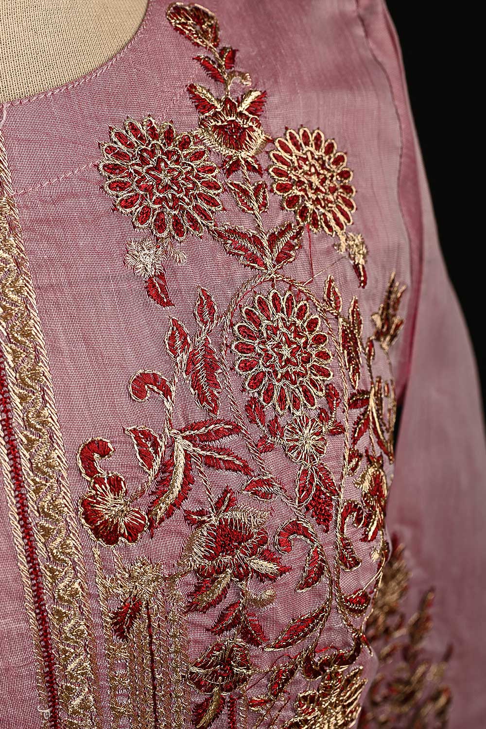 RTW-72-Pink -  3Pc Stitched Embroidered Paper Cotton Dress