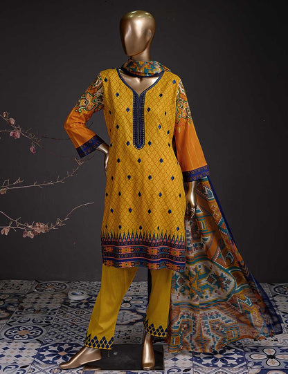 Dazzle (DL-4b) 3 Pc Un-stitched Embroidered Lawn Dress with Chiffon Dupatta