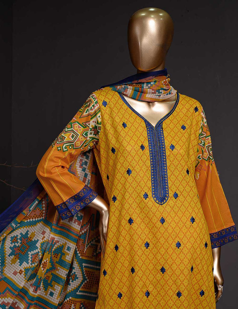 Dazzle (DL-4b) 3 Pc Un-stitched Embroidered Lawn Dress with Chiffon Dupatta