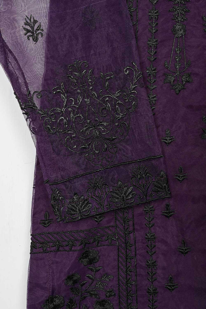 STP-083B-Purple - 2Pc Organza Embroidered With Malai Trouser